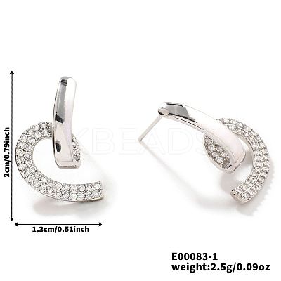 Fashionable Exquisite Brass Micro Pave Clear Cubic Zirconia Stud Earrings LF6788-1-1