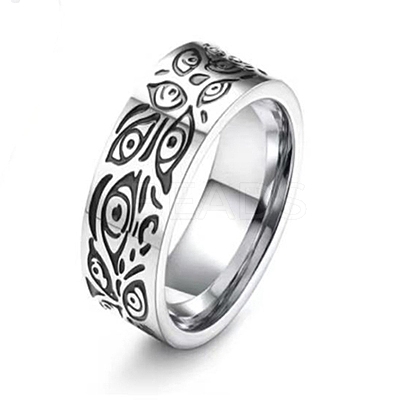 Antique Silver 201 Stainless Steel Finger Ring PW-WG24623-11-1