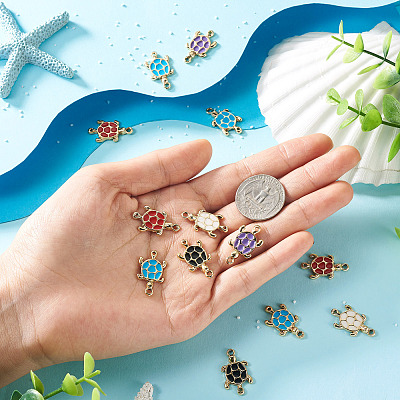 40Pcs 5 Colors Zinc Alloy Enamel Connector Charms ENAM-YS0001-08-1