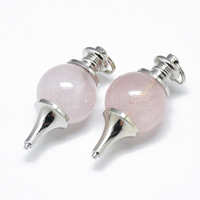 Natural Rose Quartz Pendants G-T073-13M-1