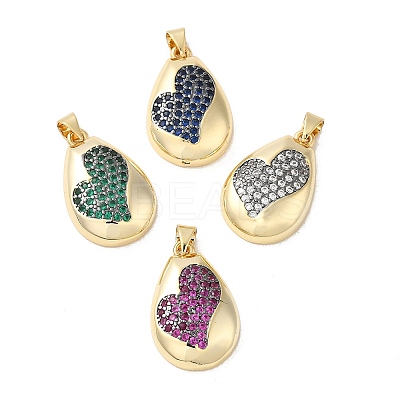 Rack Plating Brass Micro Pave Cubic Zirconia Pendants KK-P241-26G-1