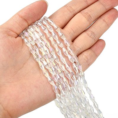 Electroplate Glass Beads Strands EGLA-R020-8x4mm-13-1