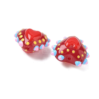 Baking Paint Glass Bumpy Beads Heart LAMP-V001-09H-1