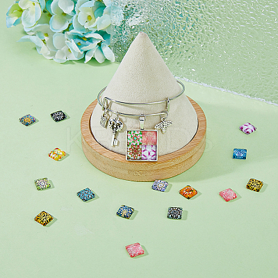 Mosaic Printed Glass Cabochons GGLA-DC0001-03A-1