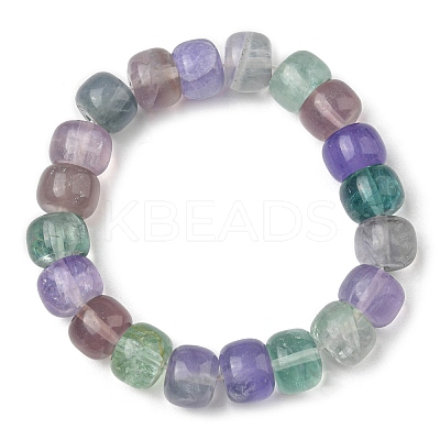Natural Fluorite Round Beaded Stretch Bracelet for Women BJEW-M297-A01-1