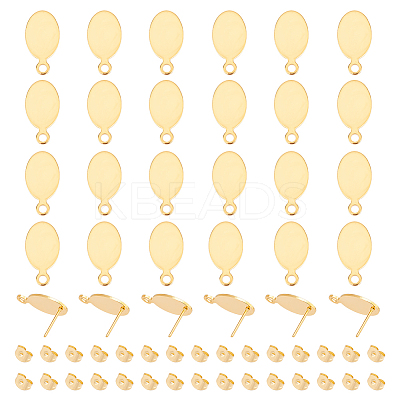 30Pcs 201 Stainless Steel Stud Earring Findings STAS-UN0041-65-1
