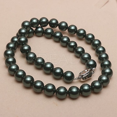 Dyed Shell Pearl Round Beaded Necklaces for Women WG18377-53-1