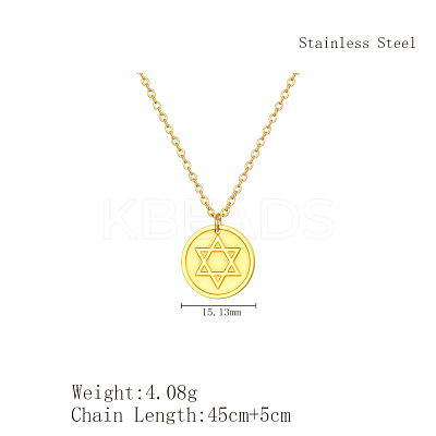 Stylish 304 Stainless Steel Star of David Pendant Necklace for Women's Daily Wear NW9851-1-1