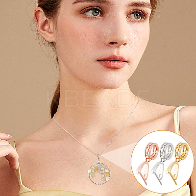 3Pcs 3 Colors Rhodium Plated Sterling Silver Ice Pick Pinch Bails STER-OC0001-02-1