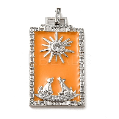 Brass Micro Pave Cubic Zirconia Pendants with Enamel KK-H458-01P-08-1