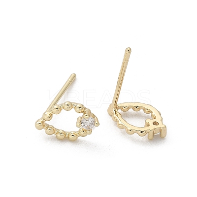 Brass Glass Stud Earrings EJEW-Q014-22G-1
