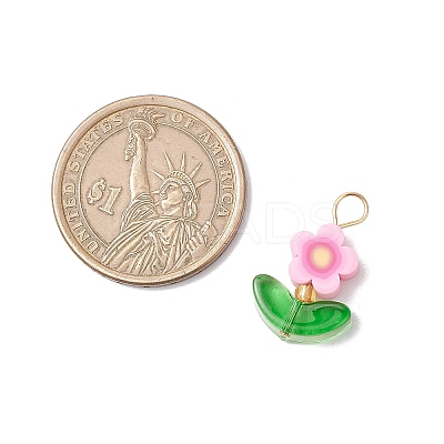 Handmade Flower Printed Polymer Clay Beads Pendants PALLOY-MZ00803-02-1