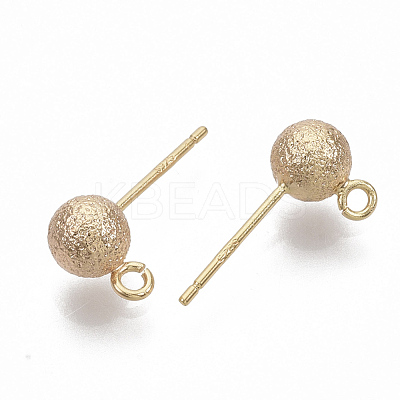 Brass Ball Stud Earring Findings KK-T048-010GB-NF-1