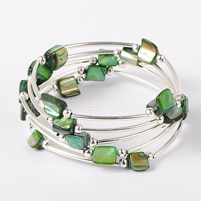 Shell Beads Wrap Bracelets BJEW-JB01608-03-1