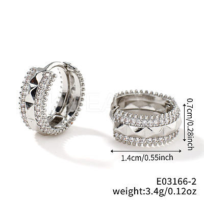 Shiny Hollow Brass Clear Cubic Zirconia Hoop Earrings SQ9568-2-1