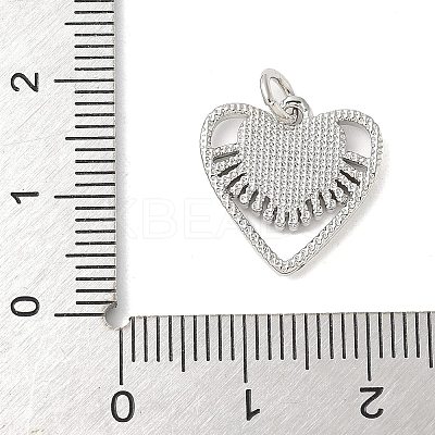 Brass Pave Natural White Shell Heart Charms with Jump Rings KK-S522-08A-P-1