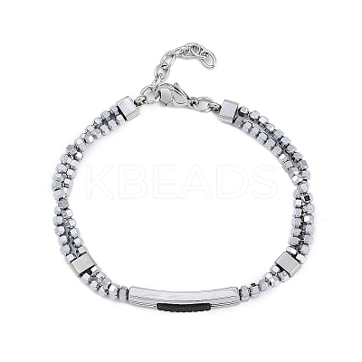 Synthetic Non-magnetic Hematite Beaded Bracelets BJEW-S156-05P-B-1