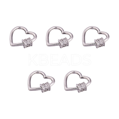 Brass Micro Pave Clear Cubic Zirconia Screw Carabiner Lock Charms ZIRC-E164-07P-1