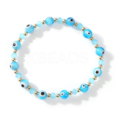 Glass Evil Eye Beaded Stretch Bracelets for Women Men VP6778-8-1