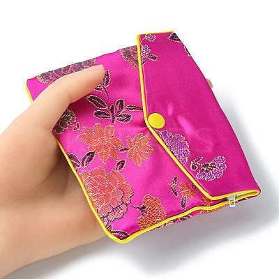 Rectangle Floral Embroidery Cloth Zipper Pouches ABAG-YW0001-03C-1