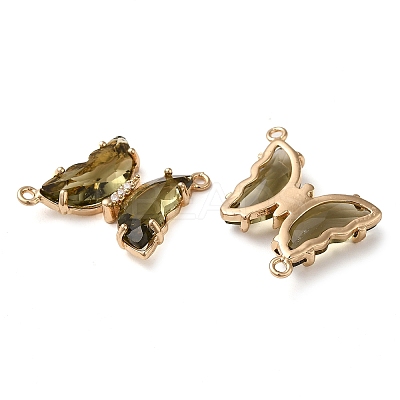 Brass Pave Faceted Glass Connector Charms FIND-Z020-04S-1