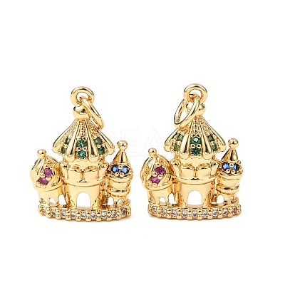 Brass Micro Pave Cubic Zirconia Pendants KK-C143-35A-G-1