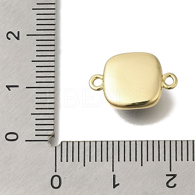 Brass Pave Black Glass Square Links Connector Charms KK-K388-20G-1