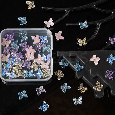 50Pcs 5 Colors Transparent Spray Painted Glass Charms GLAA-FS0001-05-1