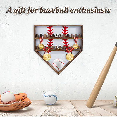 Baseball Theme Wood Wall Mounted Finger Ring Organizer Display Stands AJEW-WH0031-70A-1
