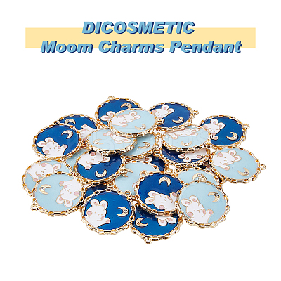 40Pcs 2 Colors Alloy Enamel Pendants ENAM-DC0001-17-1