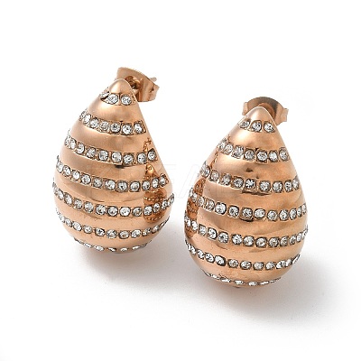 304 Stainless Steel Teardrop Stud Earrings EJEW-B108-06RG-1