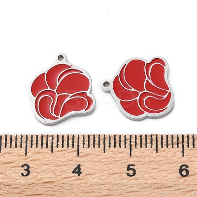 304 Stainless Steel Red Enamel Charms STAS-M102-64P-1