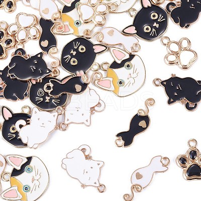 32Pcs 8 Styles Alloy Enamel Pendants ENAM-TA0004-17-1