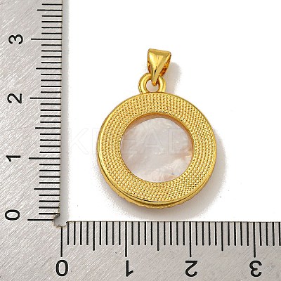 Rack Plating Brass Micro Pave Clear Cubic Zirconia Flat Round Pendants LS-KK-U025-10G-09-1