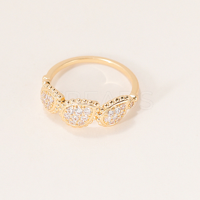Brass Micro Pave Cubic Zirconia Finger Rings for Women PY9087-1-1