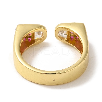 Arch Rack Plating Brass Micro Pave Cubic Zirconia Cuff Rings for Women RJEW-G323-09G-02-1