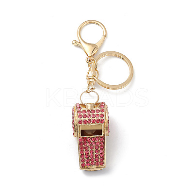 Shining Zinc Alloy Rhinestone Whistle Pendant Keychain LS-KEYC-O014-01G-03-1