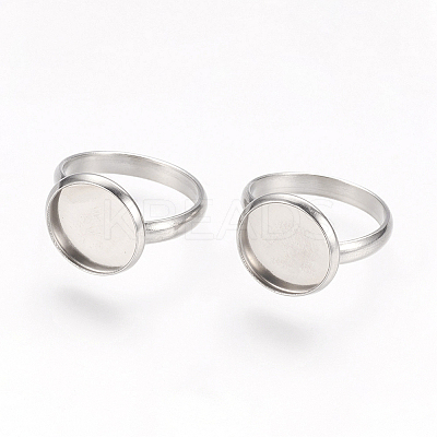 Tarnish Resistant Adjustable 304 Stainless Steel Finger Rings Components STAS-E144-026-12mm-1