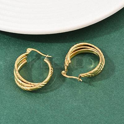 304 Stainless Steel Triple Twist Ring Stud Earrings EJEW-P324-09G-1