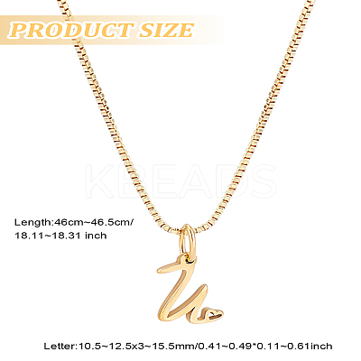 1pc Brass Chain & 304 Stainless Steel Letter Pendant Necklaces NJEW-LP0001-40U-G-1