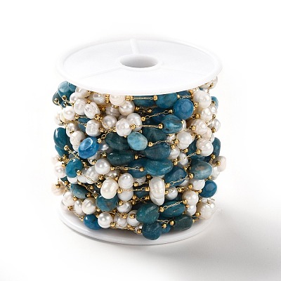Natural Pearl & Apatite Beaded Chains CHS-B002-01G-08-1