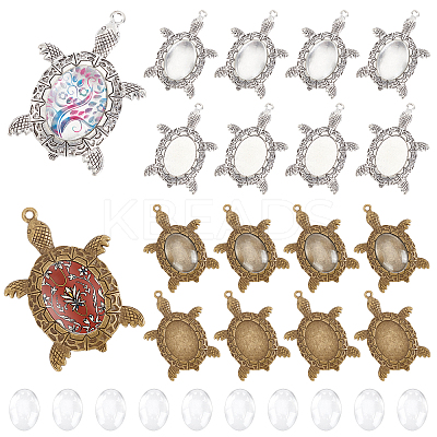 20Pcs 2 Colors Turtle Alloy Pendant Cabochons Settings DIY-PH0003-26-1