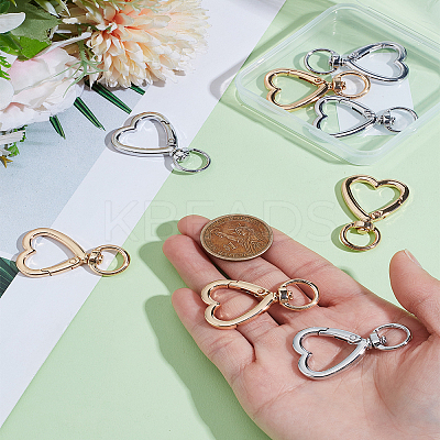 8Pcs 2 Colors Heart Alloy Swivel Clasps FIND-LP0004-44-1