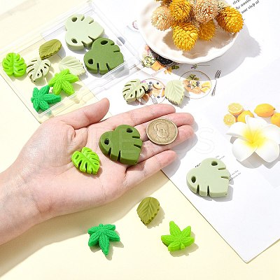 16Pcs 8 Style Leaf Silicone Beads SIL-CJ0001-73-1