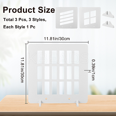 3Pcs 3 Styles HDF High Fiber Density Board Reflection Display Board AJEW-CN0002-89C-1