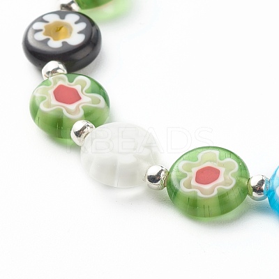 Handmade Millefiori Lampwork Beads Stretch Bracelet for Teen Girl Women Gift BJEW-JB06847-01-1