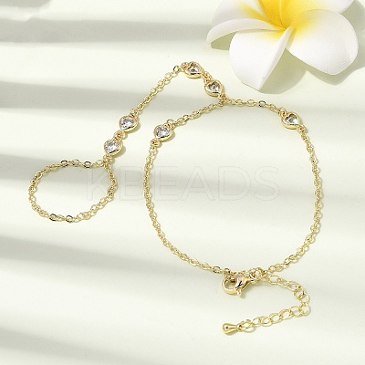 Brass Micro Pave Cubic Zirconia Mittens Bracelets BJEW-C156-01G-04-1