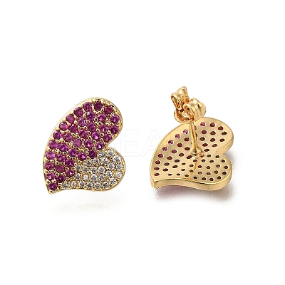Brass Pave Cubic Zirconia Stud Earrings EJEW-M088-06G-01-1