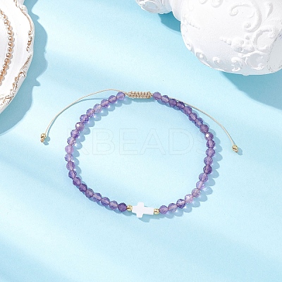 Natural Amethyst Beaded Braided Bead Bracelets for Women BJEW-JB12211-02-1