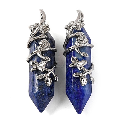 Dyed Natural Lapis Lazuli Double Terminal Pointed Pendants G-C144-03P-08-1